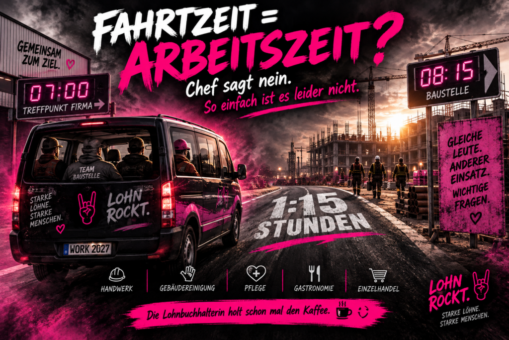 Fahrtzeit Arbeitszeit – Fahrt vom Betrieb zur Baustelle